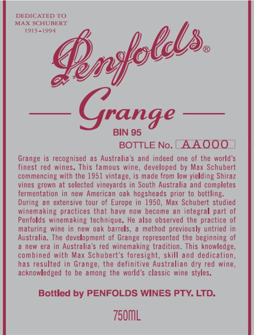 PENFOLDS GRANGE BIN 95 2003