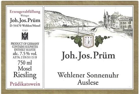 Joh. Jos. Prum Wehlener Sonnenuhr Riesling Auslese Goldkapsel 2018